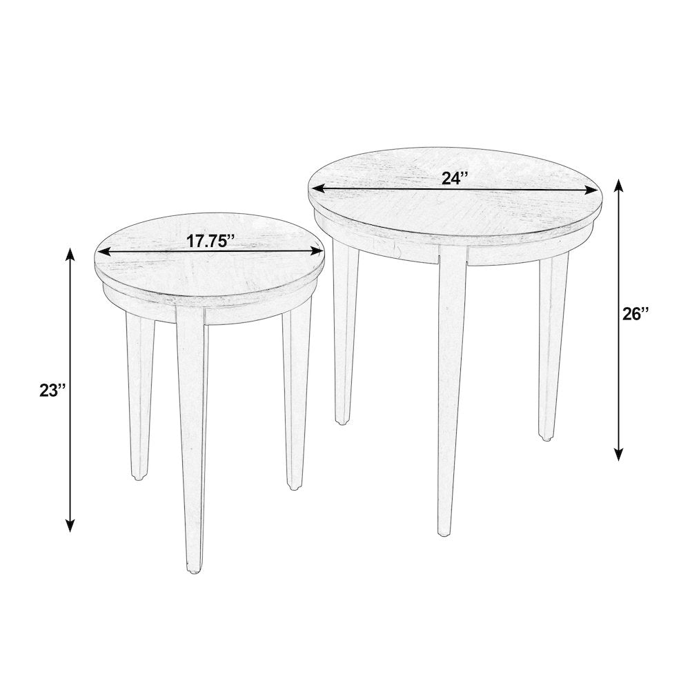 Lacey Round Nest Of Tables, Dark Brown