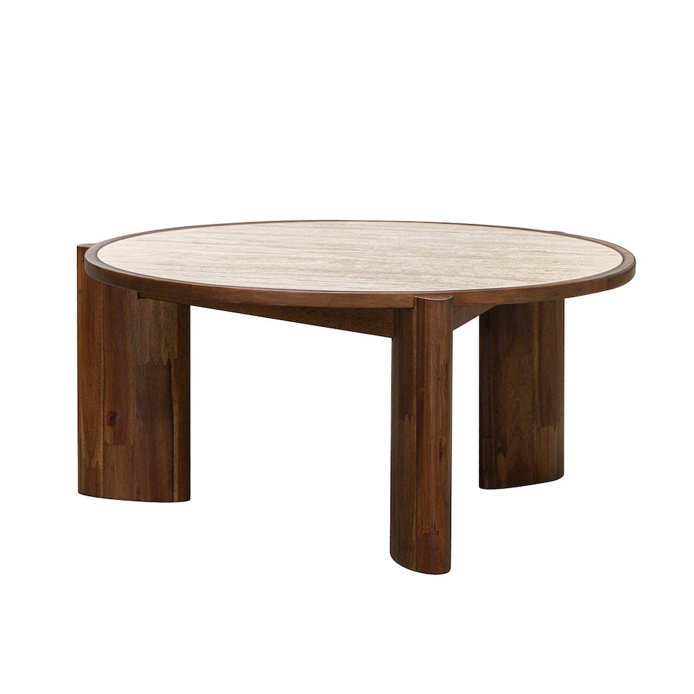 Remix Round Coffee Table - Travertine