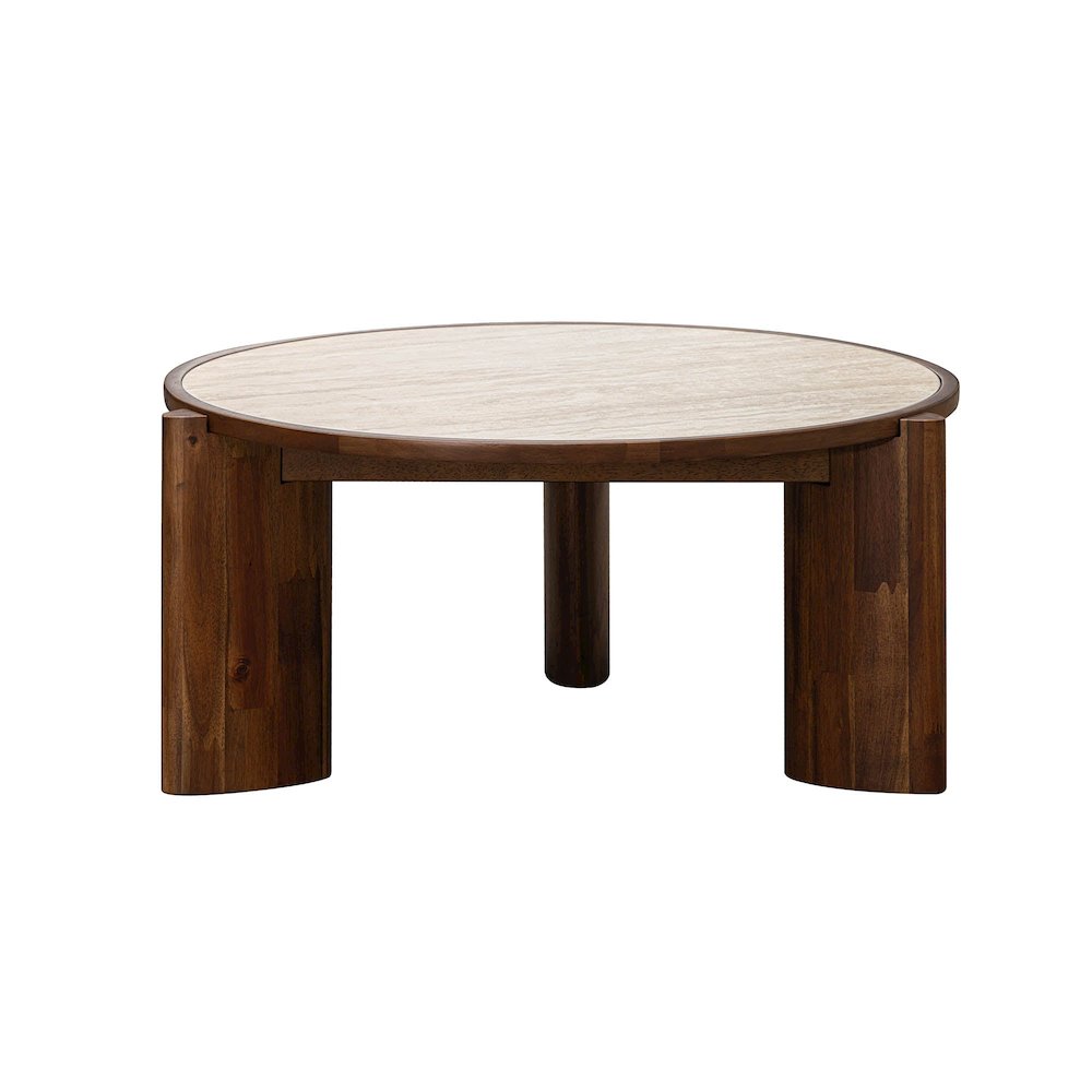 Remix Round Coffee Table - Travertine
