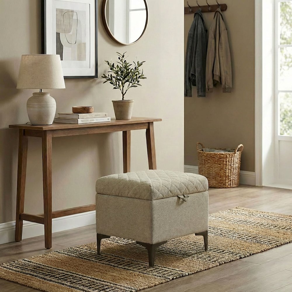 Reece Storage Ottoman - Tan