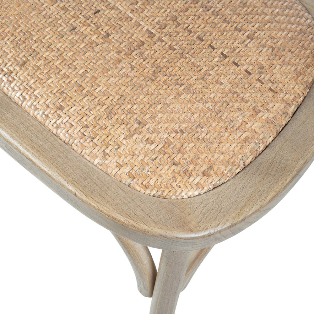 Cross Back Chair with Rattan Seat - Natural Rustic