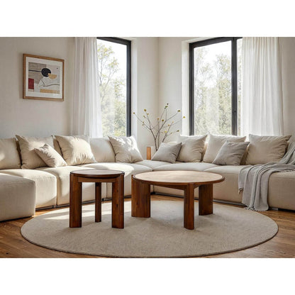 Remix Round Coffee Table - Travertine