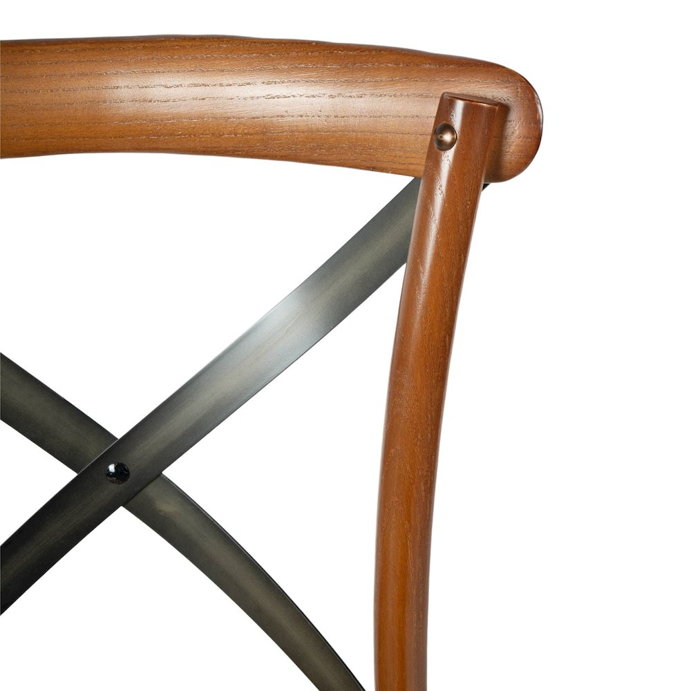 Cross Back Chair with Rattan Seat - Brown