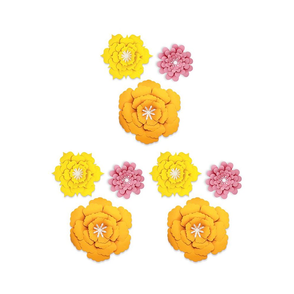 Creatively Inspired Orange, Yellow, Pink Flowers, 3 Per Set, 3 Sets