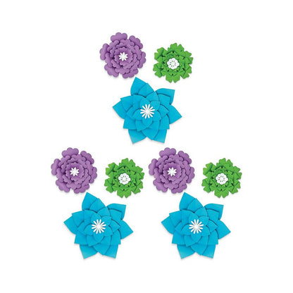 Creatively Inspired Blue, Purple, Green Flowers, 3 Per Set, 3 Sets