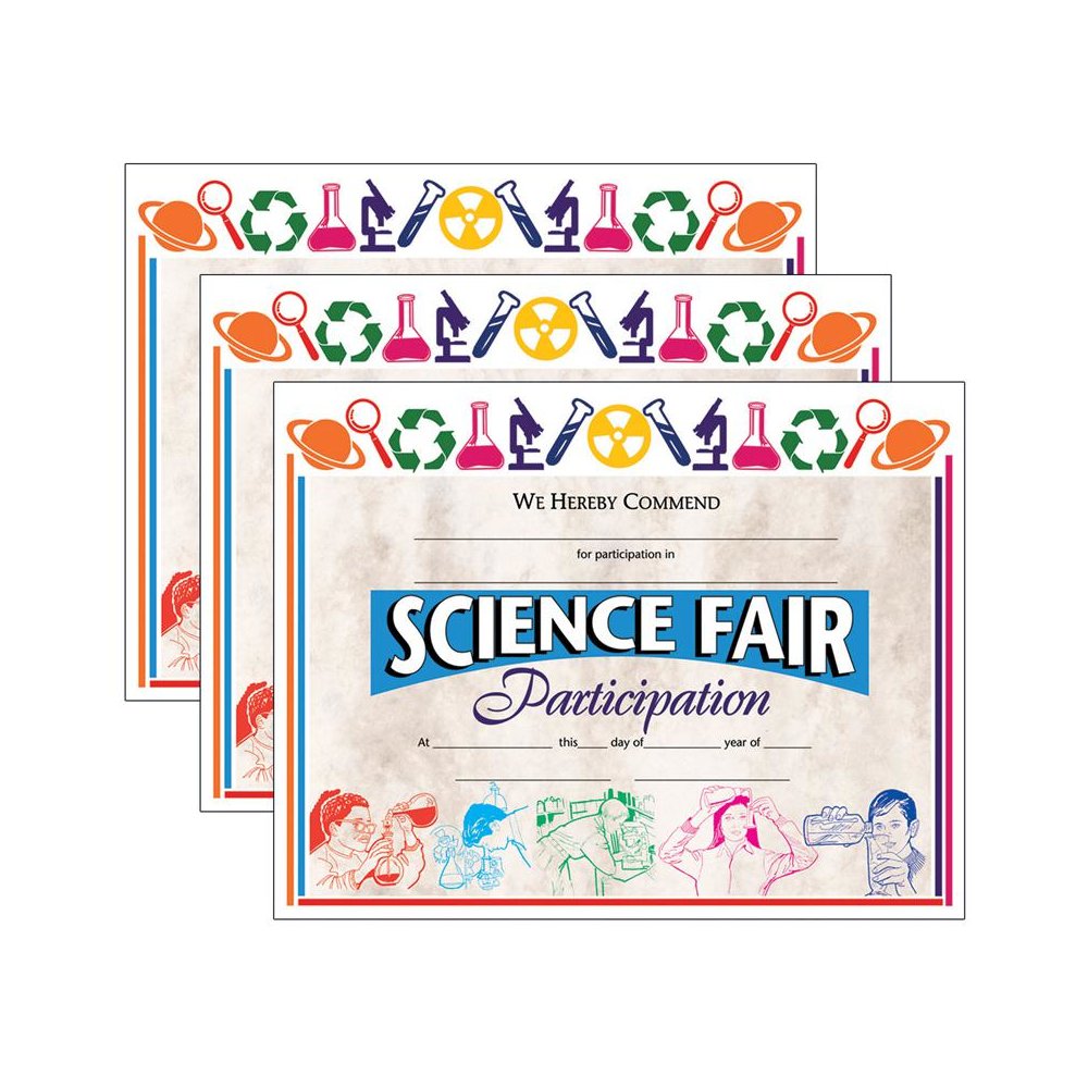 Science Fair Participation Award, 8.5" x 11", 30 Per Pack, 3 Packs