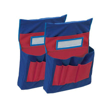 Chair Storage Pocket Chart, Blue & Red, 18-1/2"H x 14-1/2"W x 2-1/2"D, Pack of 2