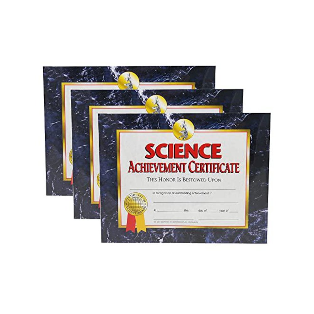 Science Achievement Certificate, 30 Per Pack, 3 Packs