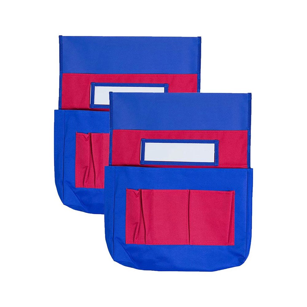 Chairback Buddy Pocket Chart, Blue/Red, Pack of 2