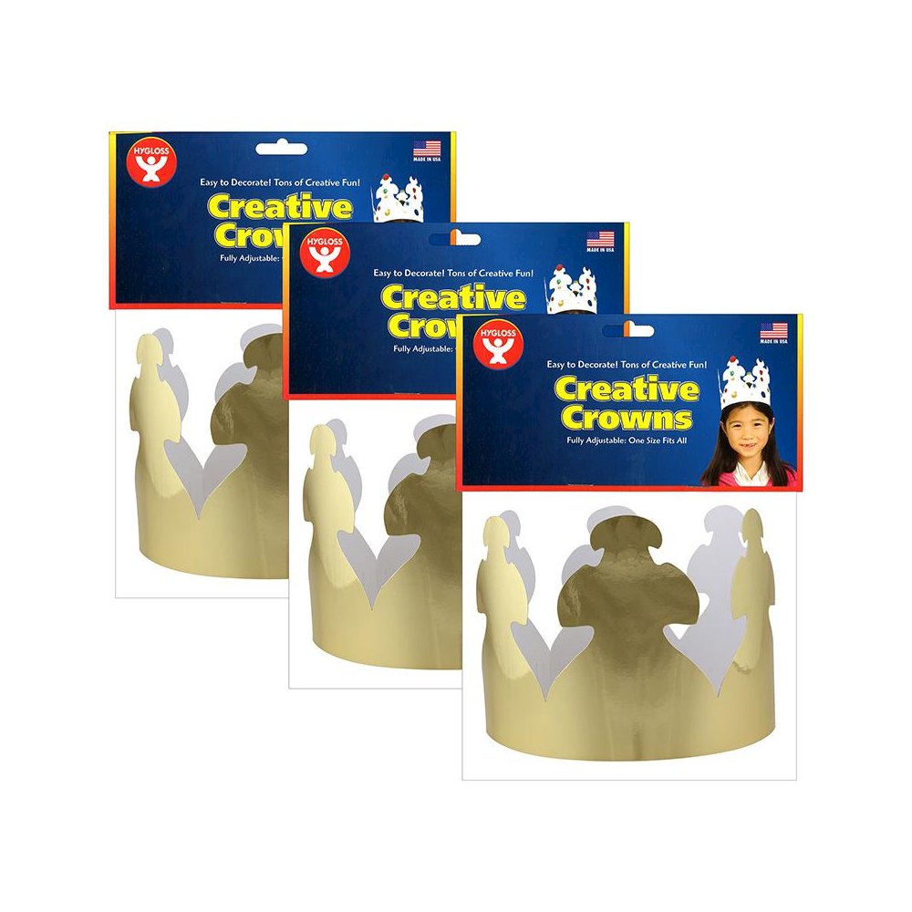 Bright Gold Crowns, 24 Per Pack, 3 Packs