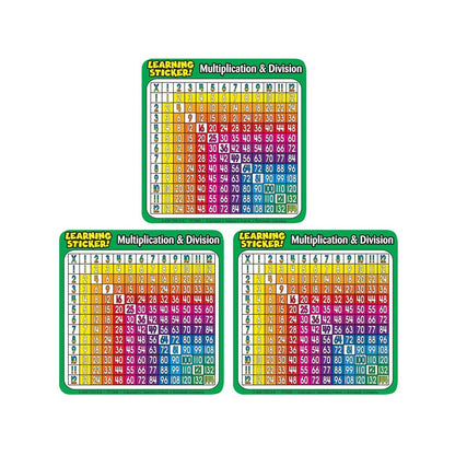 Multiplication-Division Learning Stickers, 4", 20 Per Pack, 3 Packs