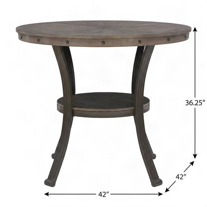 Round Counter Height Pub Table with MDF Top and Curved Steel Legs, Pewter
