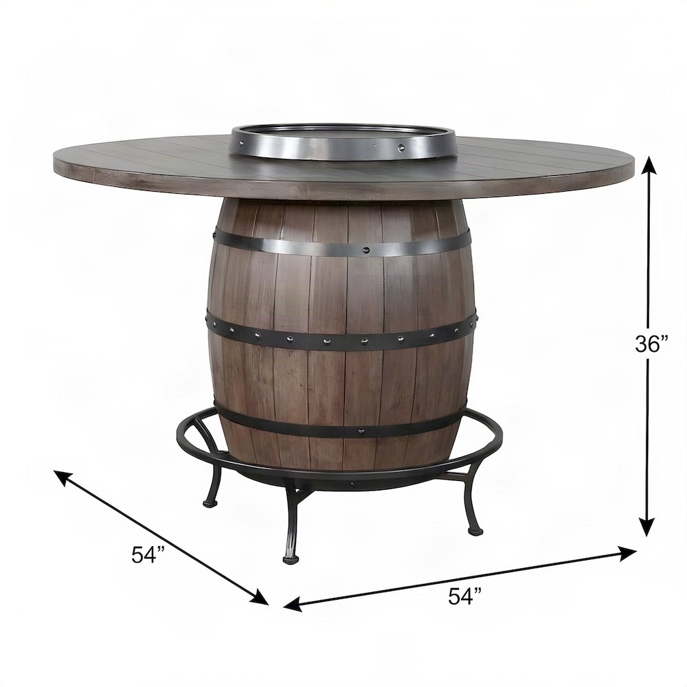 Starlight Canyon Home Round Pub Table with Wine Barrel Base, Buckskin