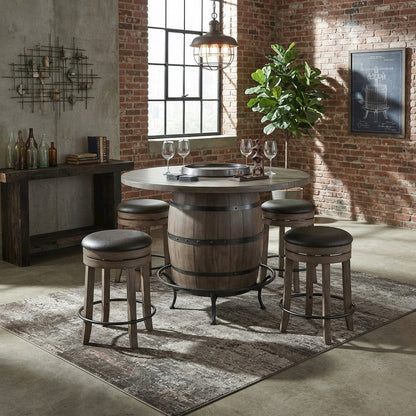 Starlight Canyon Home Round Pub Table with Wine Barrel Base, Buckskin