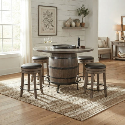 Starlight Canyon Home Round Pub Table with Wine Barrel Base, Buckskin