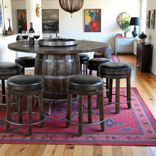 Brown Solid Wood Pub Table with Wine Barrel Base, Unique Barrel Table