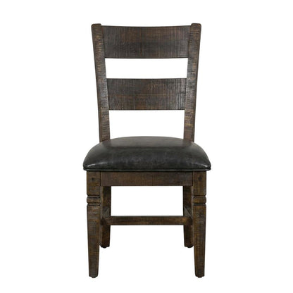 Dark Brown Ladderback Wood Dining Chairs Set of 2 with Transitional Style