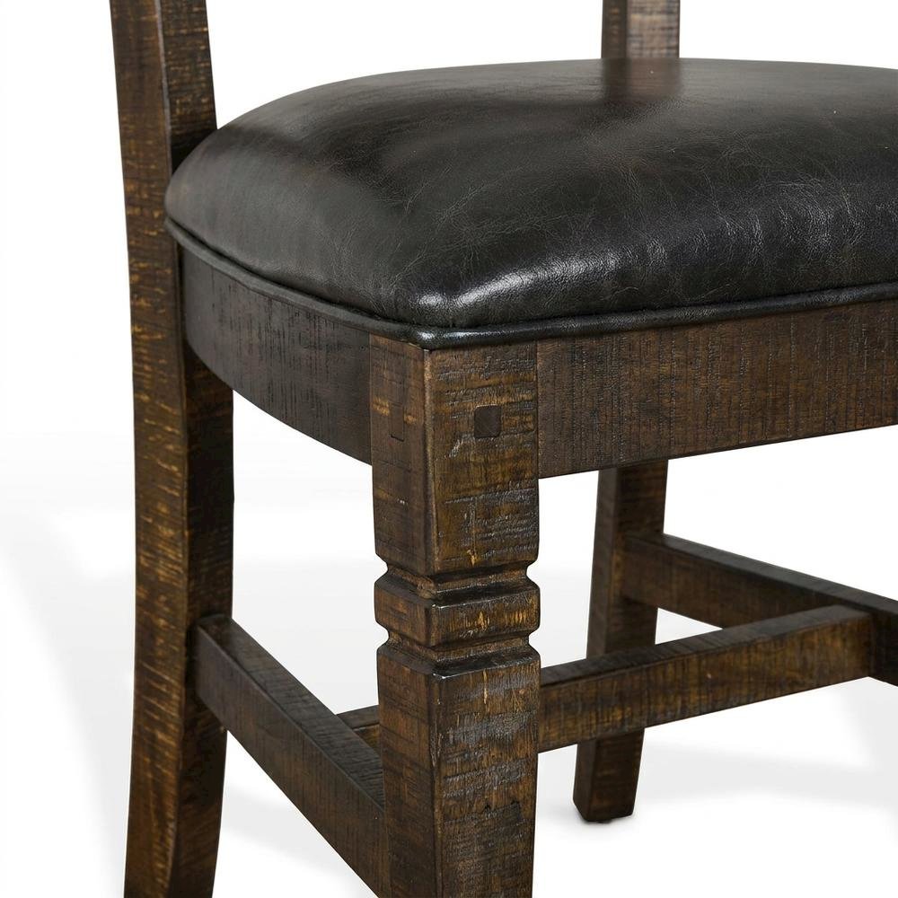 Dark Brown Ladderback Wood Dining Chairs Set of 2 with Transitional Style