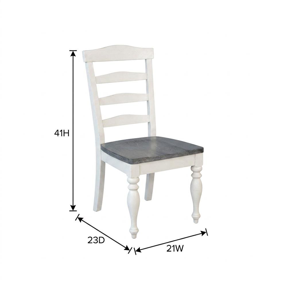 Dark Brown Ladderback Dining Chairs with Wood Seats, Farmhouse Style, Set of 2