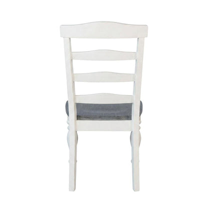 Dark Brown Ladderback Dining Chairs with Wood Seats, Farmhouse Style, Set of 2