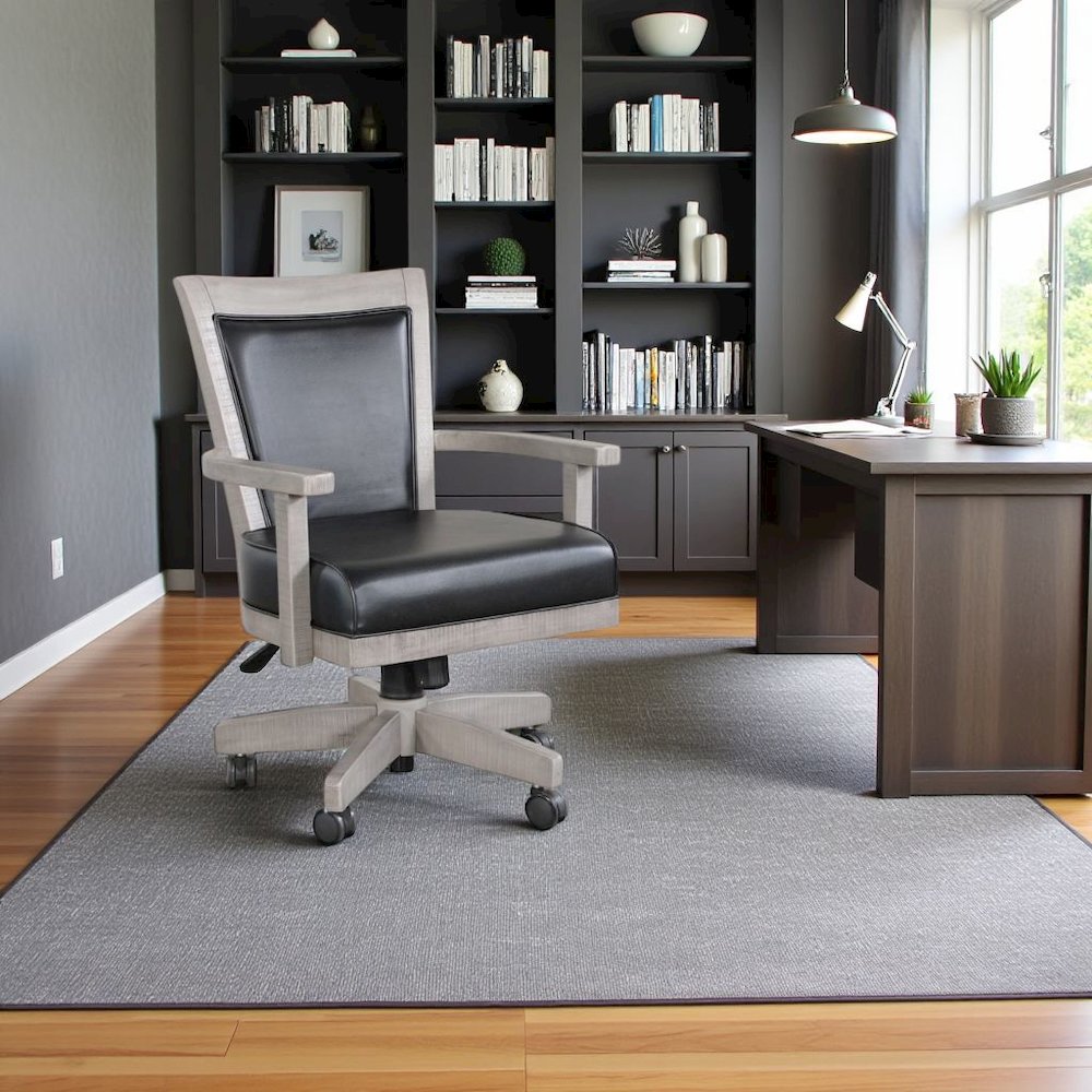 Gray Solid Wood Game Chair with Casters, Cushion Seat for Poker Table Chairs