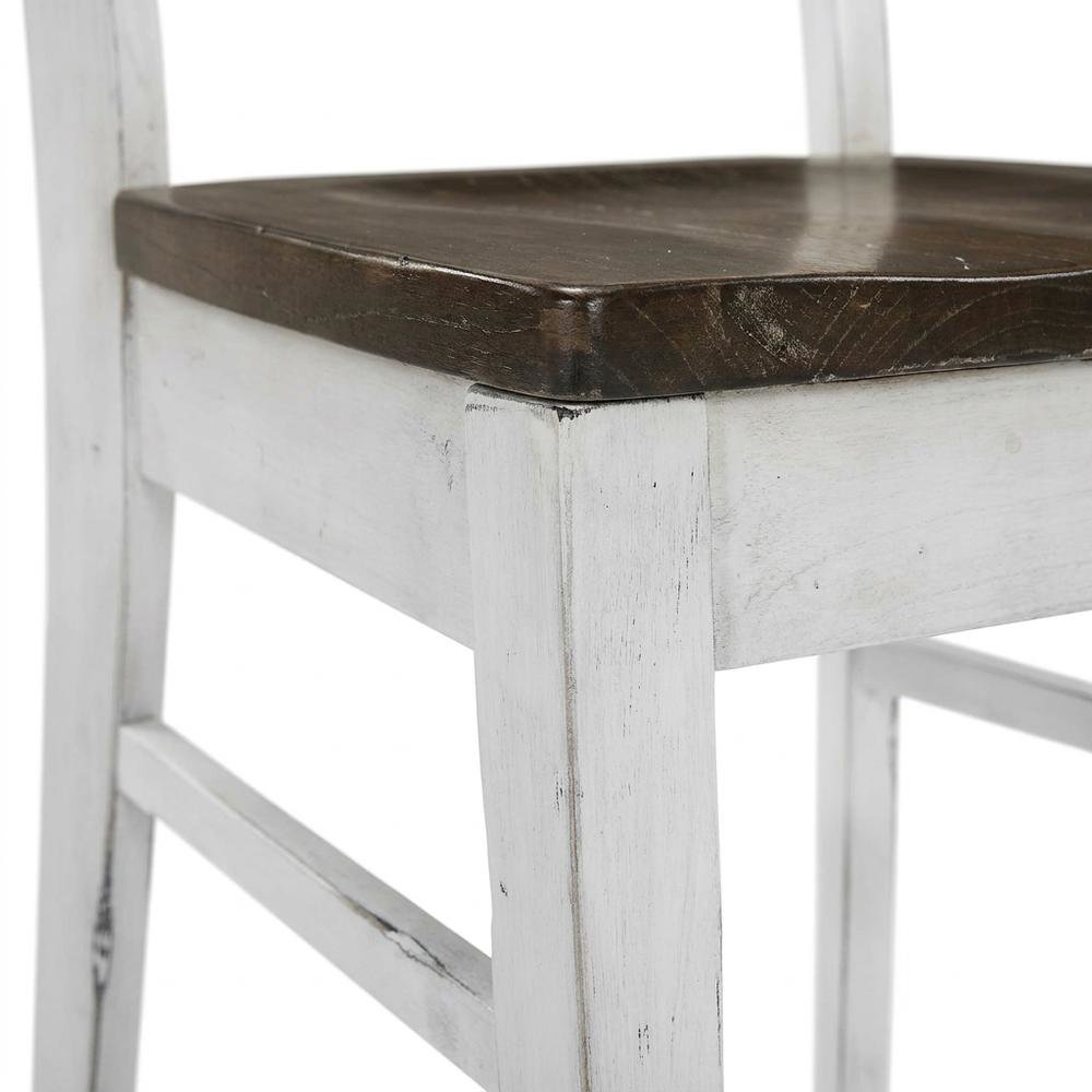 White Farmhouse Dining Chairs Set of 2 with Ladderback Design and Sturdy Frame