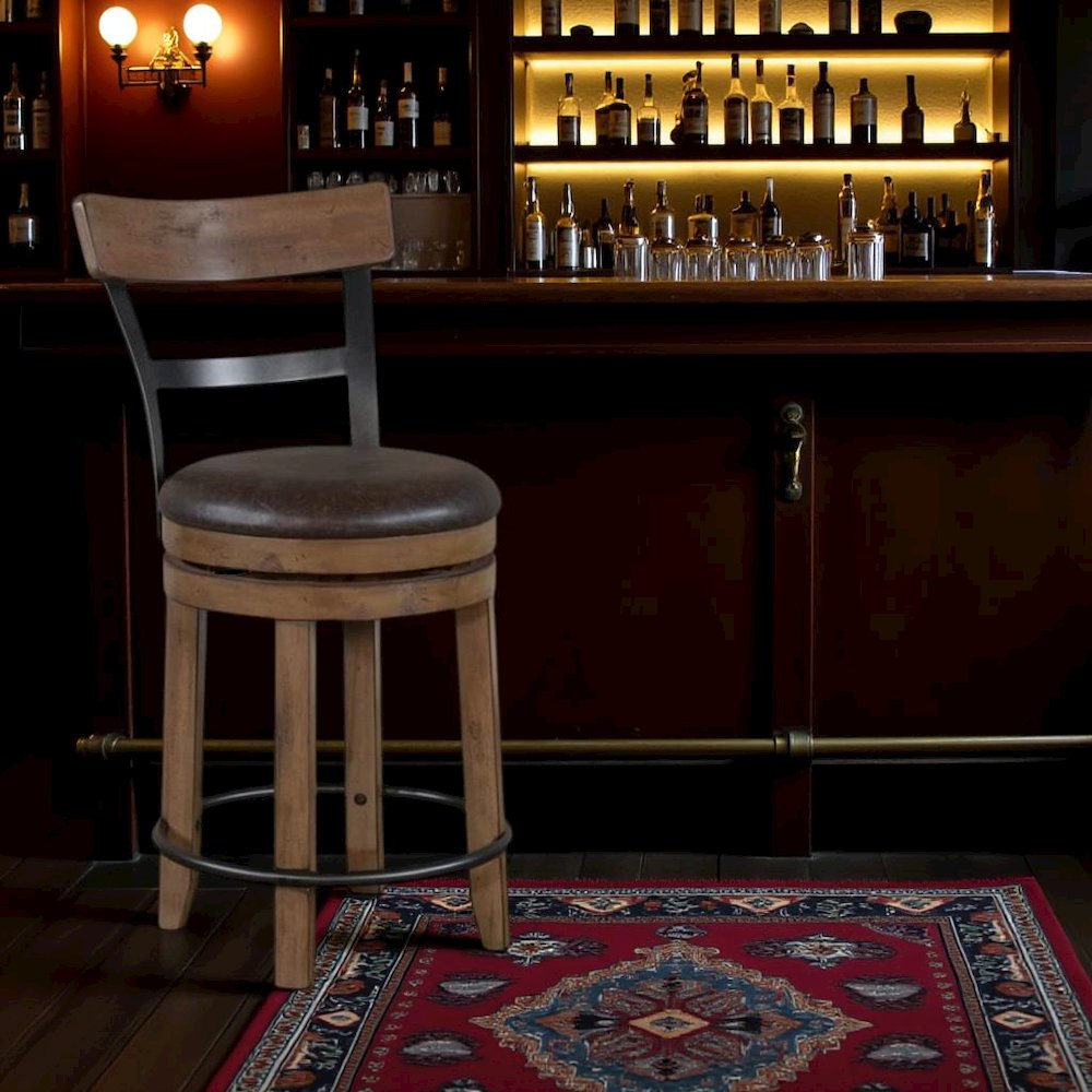 Beige Solid Wood Swivel Bar Stools, Comfortable Counter Height Stool
