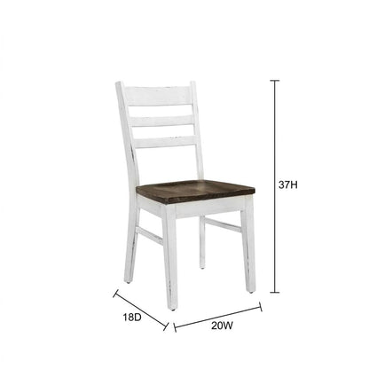 White Farmhouse Dining Chairs Set of 2 with Ladderback Design and Sturdy Frame