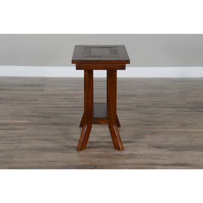 Santa Fe 25" Mahogany Wood Chair Side Table in Dark Chocolate