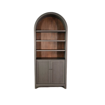 Brown Solid Wood Arched Cabinet with Doors, Hutch Cabinet with Storage