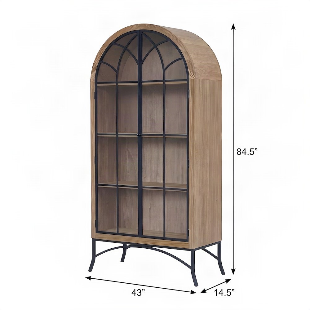 Starlight Canyon Home Figurine Display Case with Arched Doors, Oak Grove