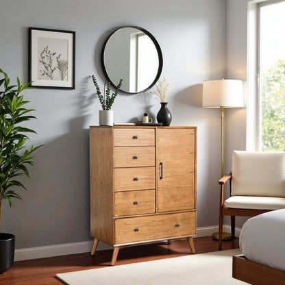 Brown Solid Wood Storage Cabinet with Drawers, Small Cabinet for Bedroom