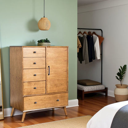 Brown Solid Wood Storage Cabinet with Drawers, Small Cabinet for Bedroom