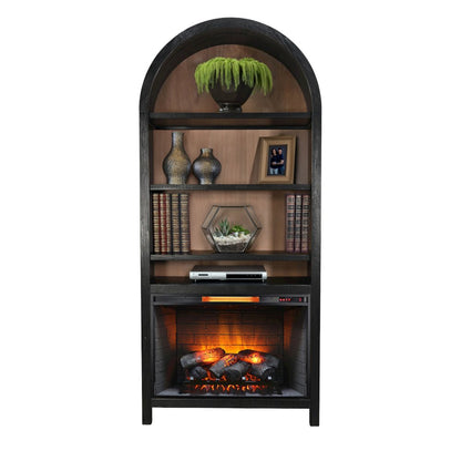 Arched Bookcase with Electric Fireplace