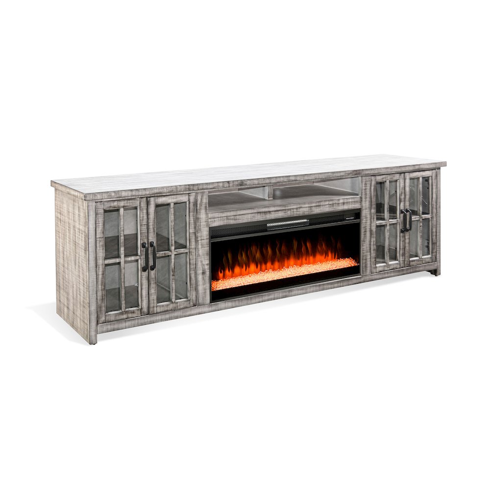 98" Media Console with Electric Fireplace