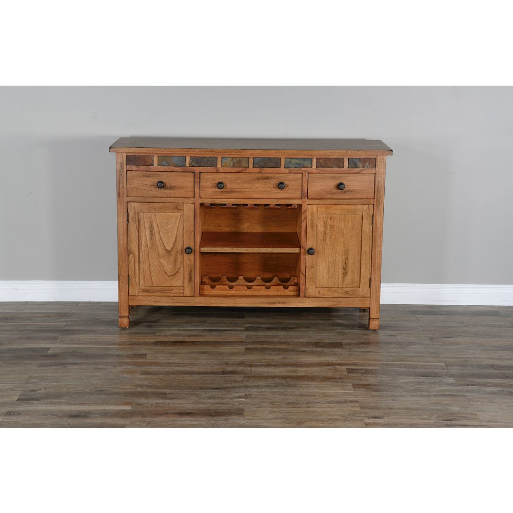 Wood Buffet with Natural Slate