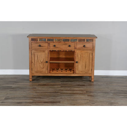 Wood Buffet with Natural Slate