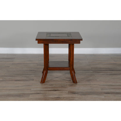 Santa Fe 25" Mahogany Wood End Table in Dark Chocolate