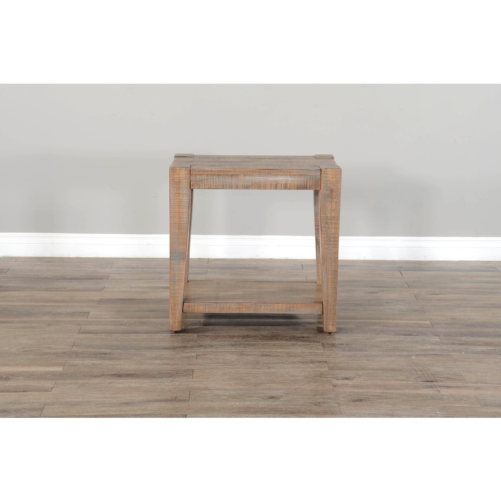 25" Modern Mindi Wood Chair Side Table in Weathered Brown