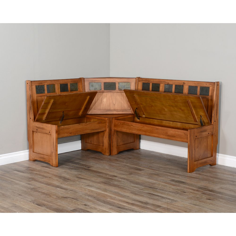 Sedona Farmhouse Wood Breakfast Nook Set in Rustic Oak