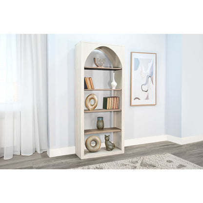 Tall Arched Wood Bookshelf with Open Shelving
