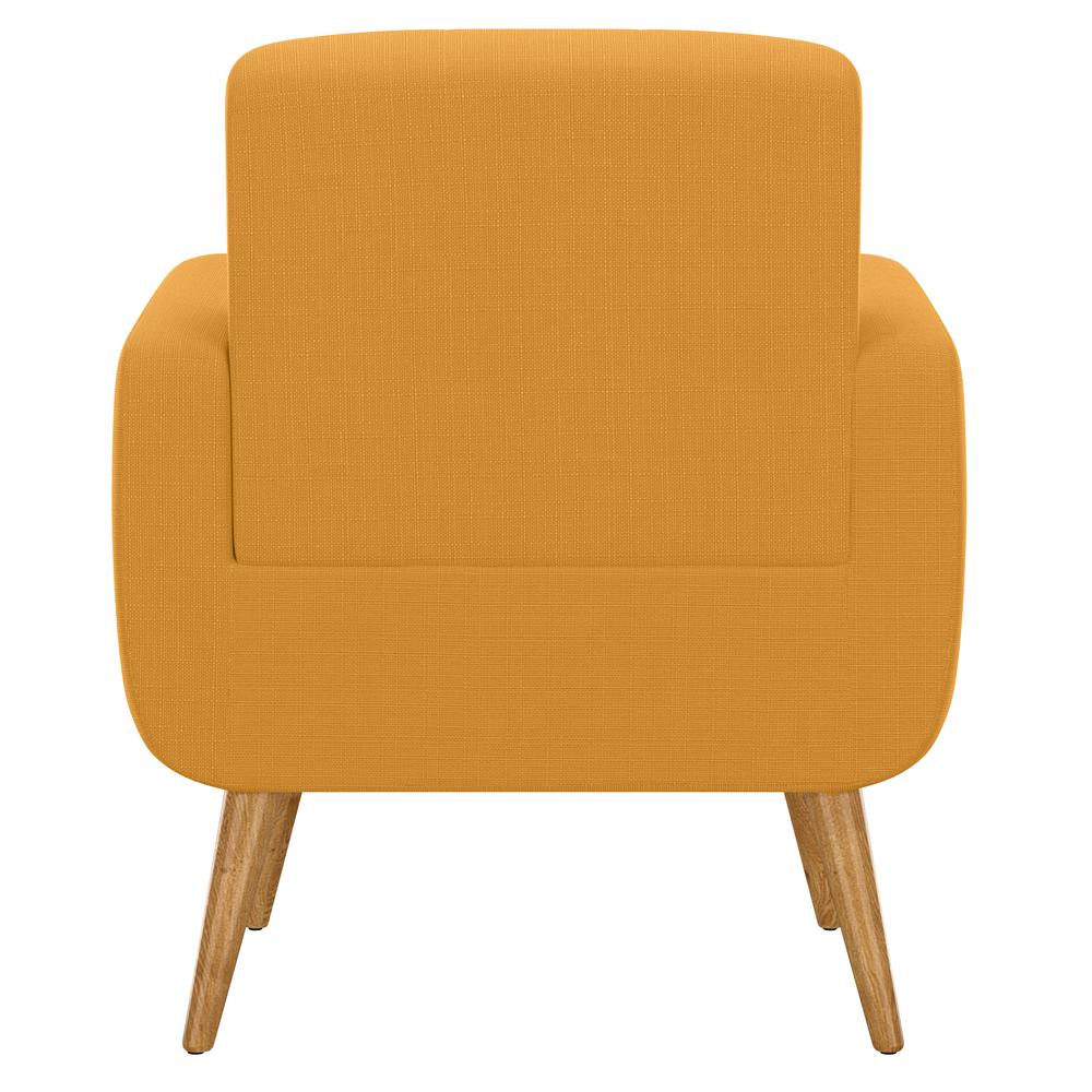 Armchair in Mustard Yellow Linen with Natural Legs