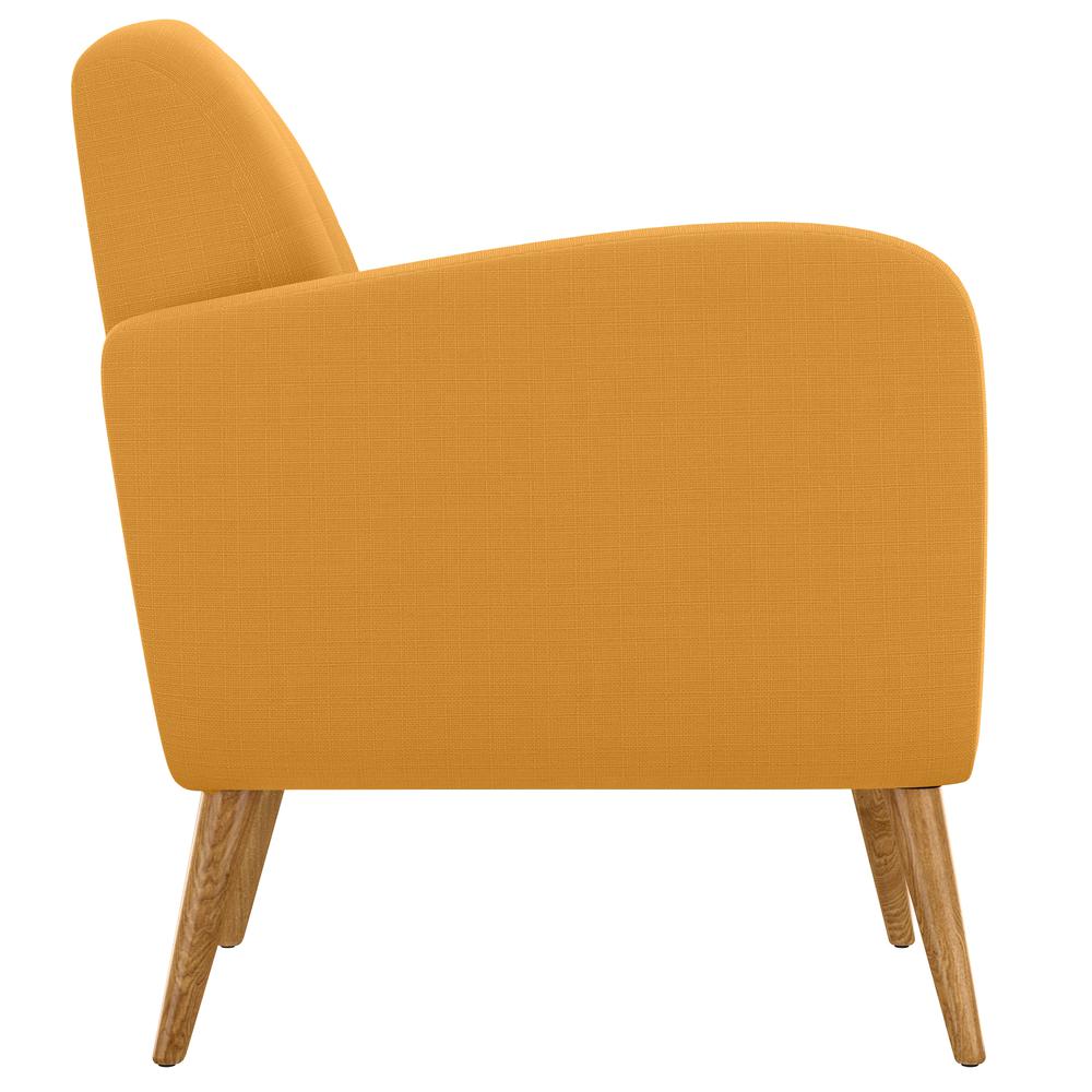 Armchair in Mustard Yellow Linen with Natural Legs