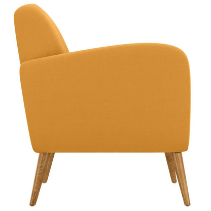 Armchair in Mustard Yellow Linen with Natural Legs