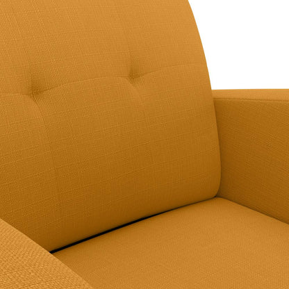 Armchair in Mustard Yellow Linen with Natural Legs