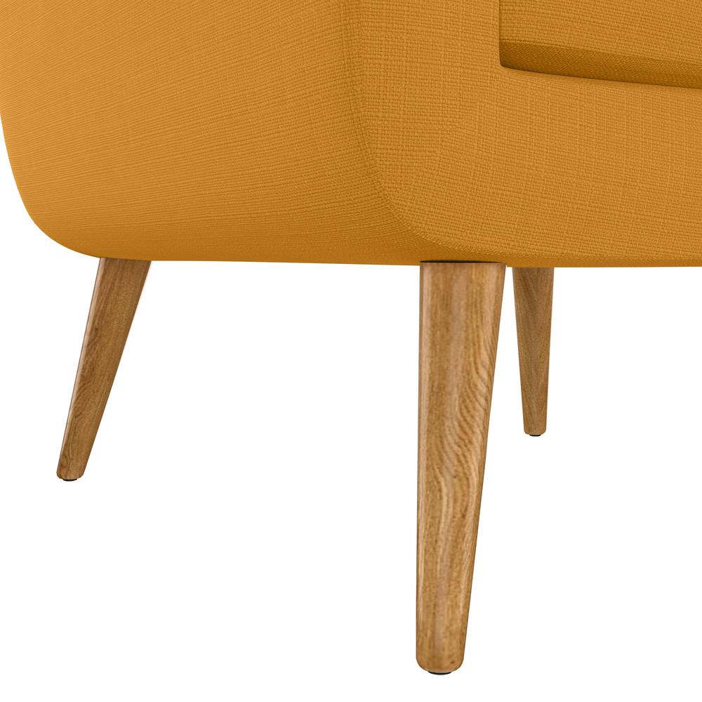 Armchair in Mustard Yellow Linen with Natural Legs