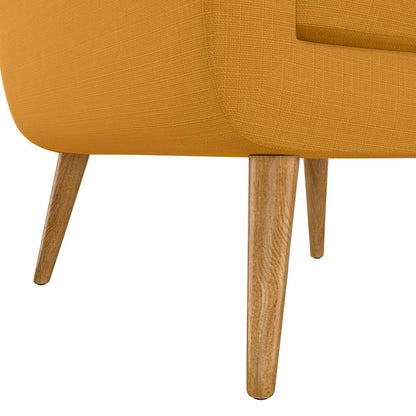 Armchair in Mustard Yellow Linen with Natural Legs