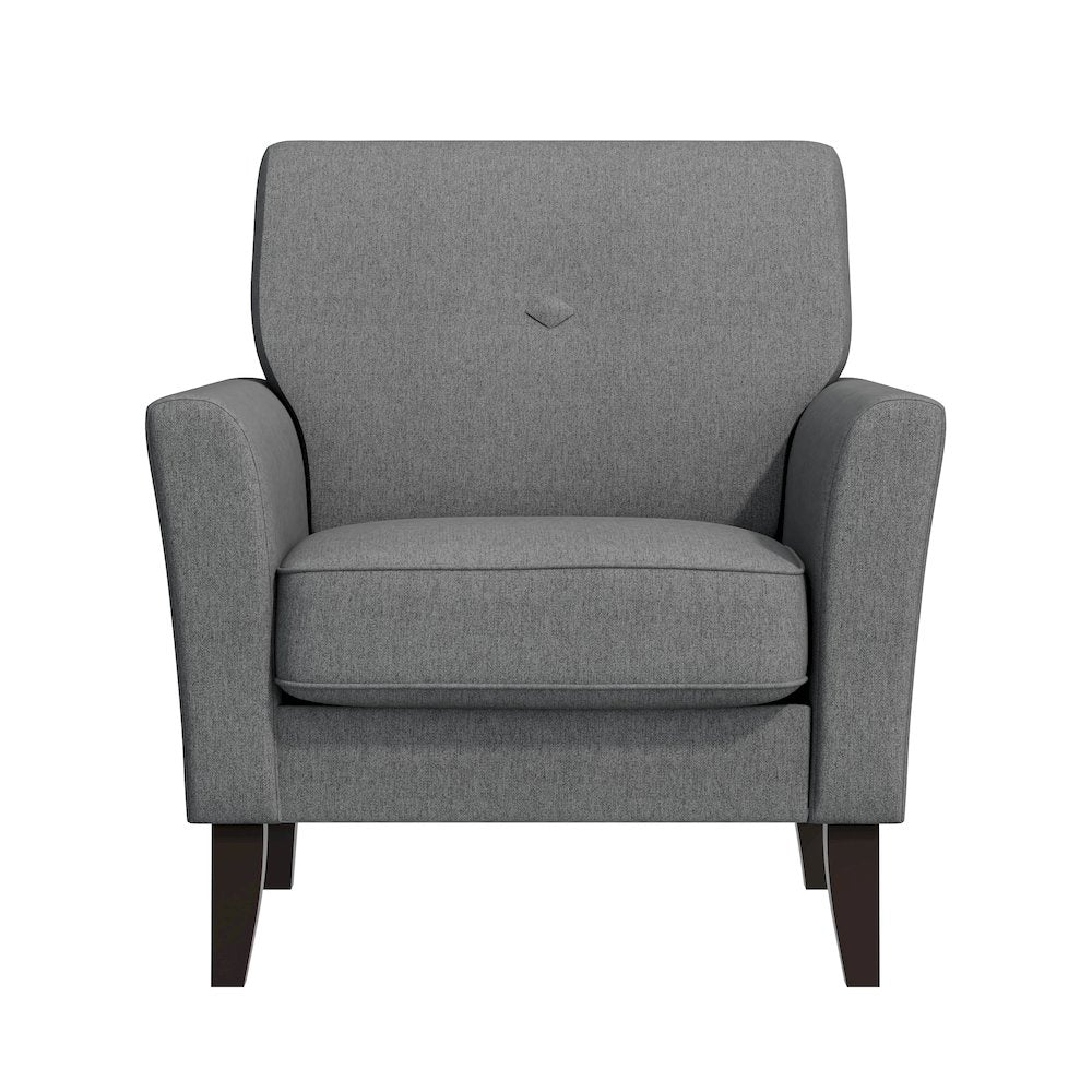 Alex Transitional Flared Arm Armchair in Smoky Gray Velour