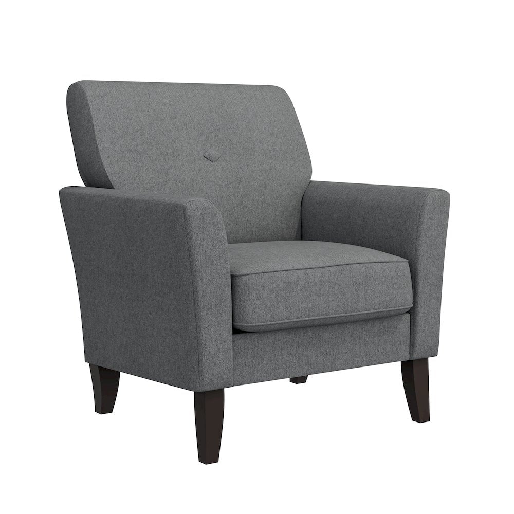Alex Transitional Flared Arm Armchair in Smoky Gray Velour