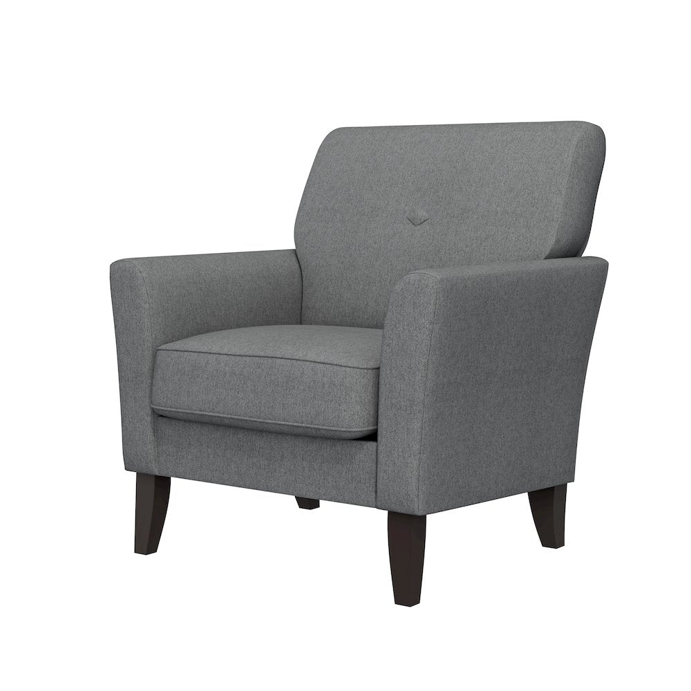 Alex Transitional Flared Arm Armchair in Smoky Gray Velour